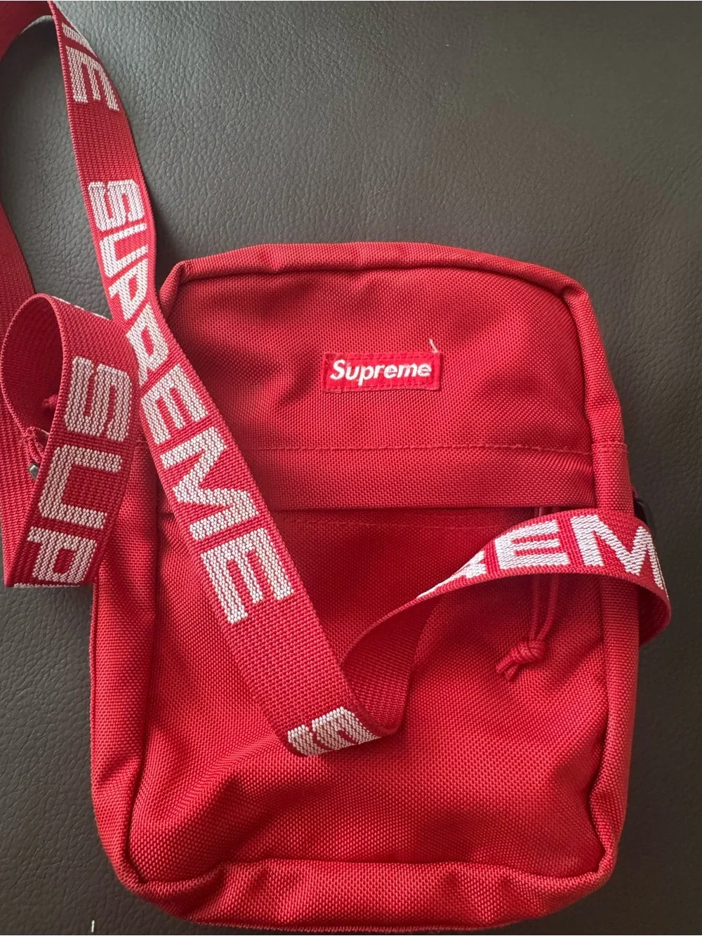Supreme Red Messenger Crossbody Bag with Branded Strap
